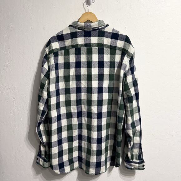 Gap Shirt Mens XL Shacket Button Down Plaid Green Blue Flannel Cotton Woven - Picture 2 of 6